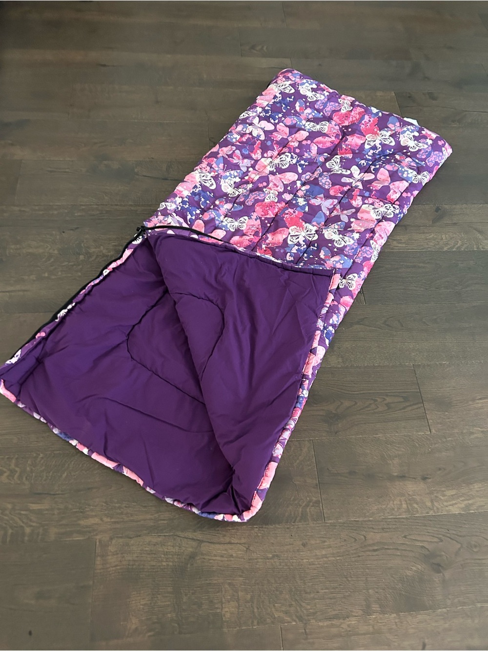 LL BEAN Butterfly Kids Sleeping Bag Cozy Indoor/Outdoor Sleeping Bag